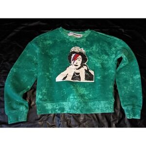 GUESS‎ X BRANDALISED Kids Green Tie Dye Queen Bowie Sweatshirt Size 10 Banksy